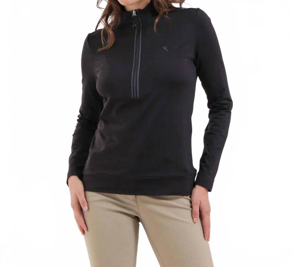 NEW CHERVÒ USA trapezista long sleeve zip mock top in black